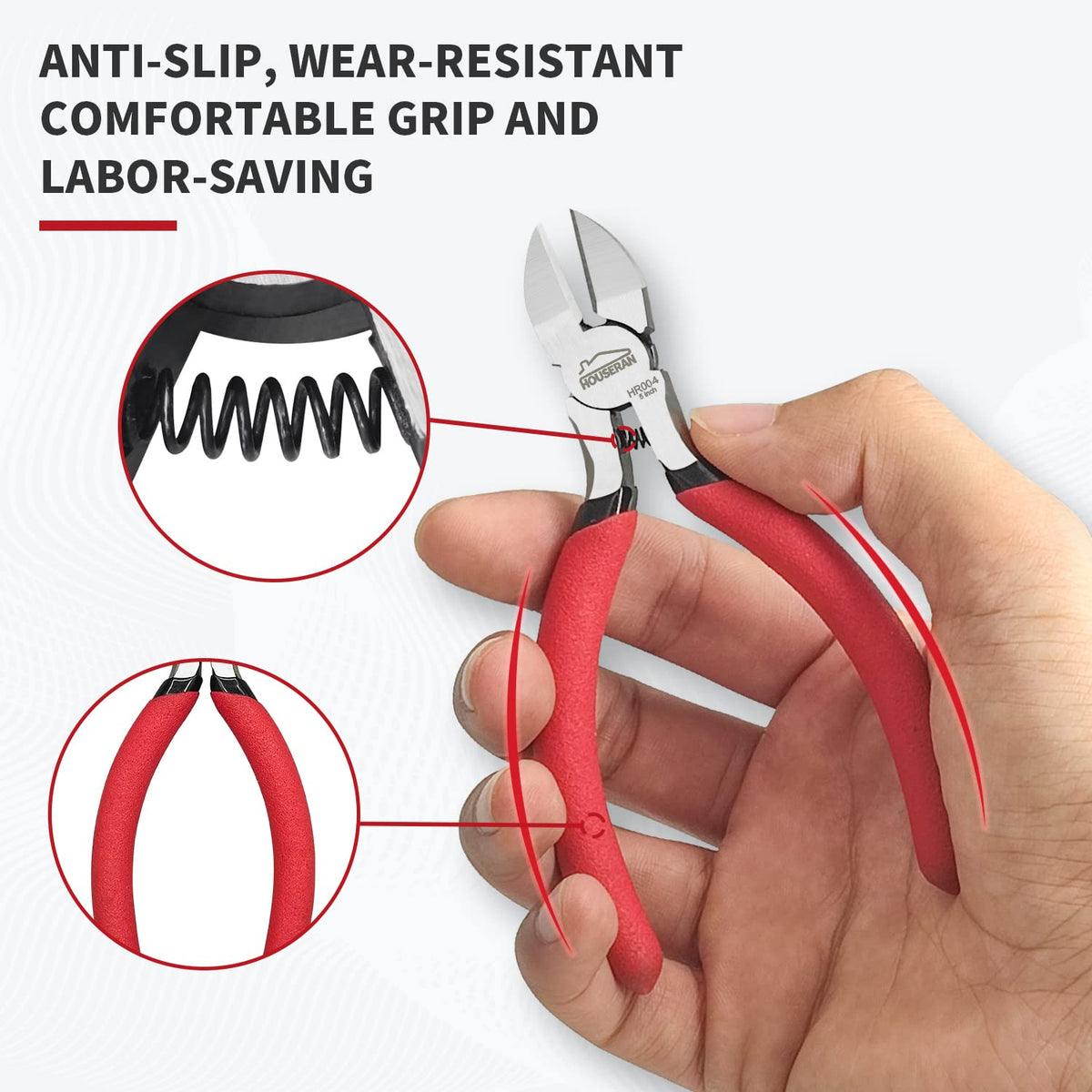 HOUSERAN side cutters with spring for smooth, fatigue-free cuts