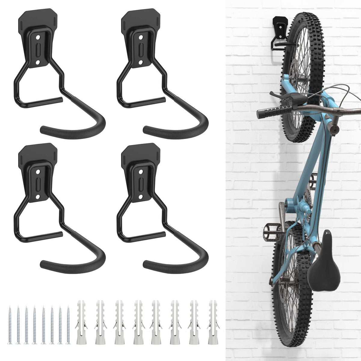 Housolution bike wall mount with fixed hook secures a road bike neatly.