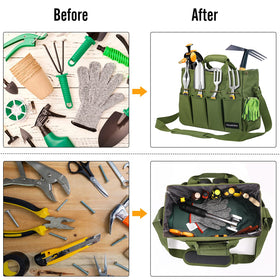 Housolution Garden Tote Bag pocket organization highlights multiple pockets.
