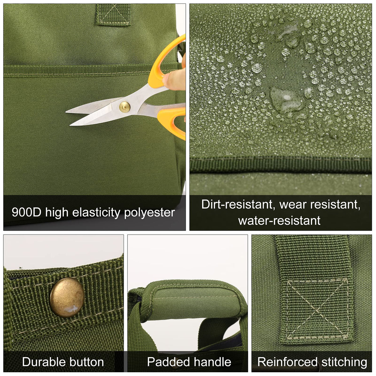Housolution Garden Tote Bag side pocket for spray bottle storage.
