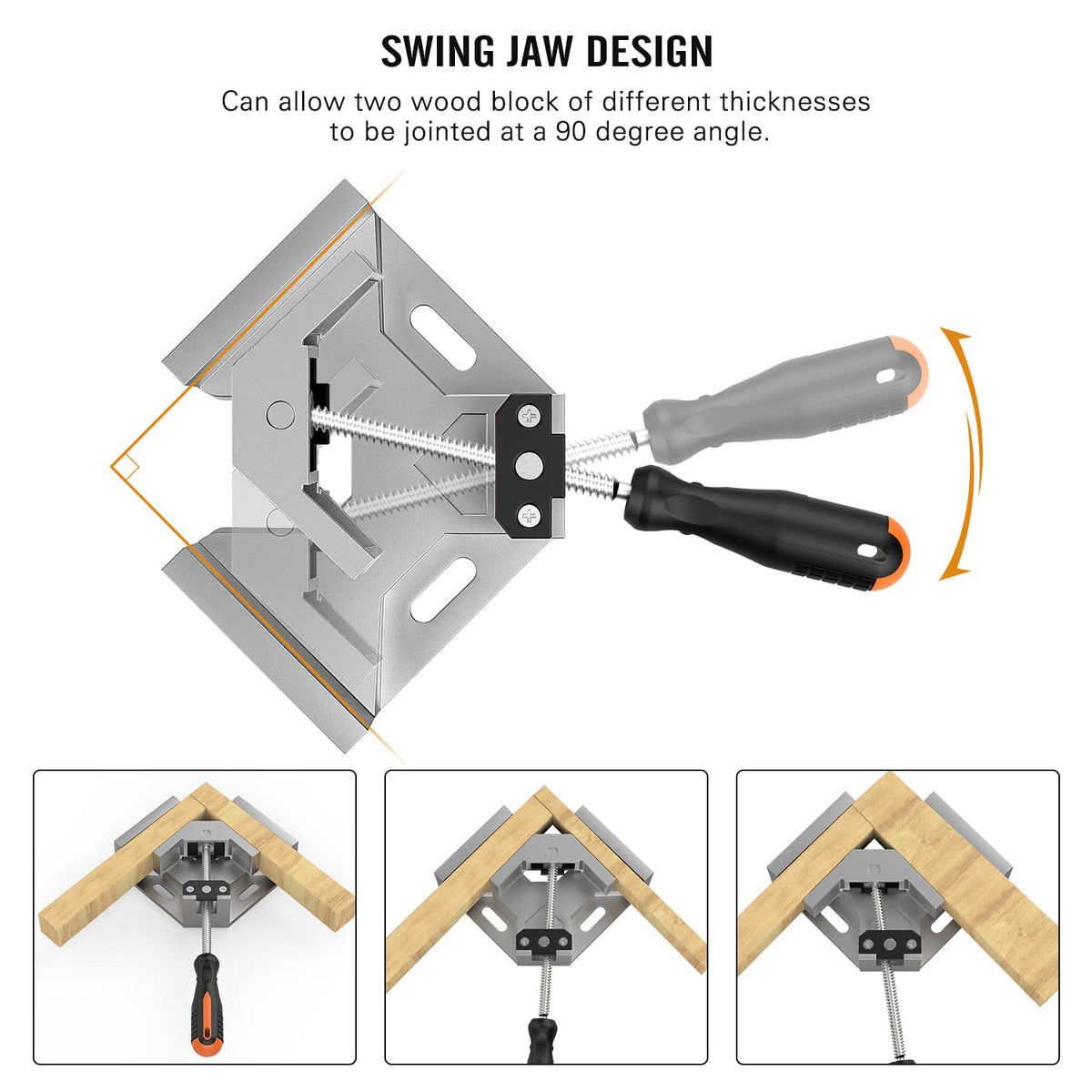 Housolution two-way jaw rotation supports different thickness pieces