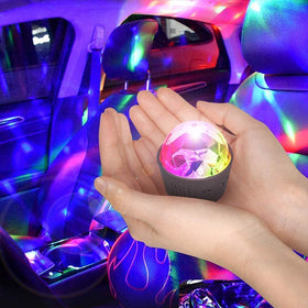 HOVOYNN mini disco ball light LED colors react to music for lively home celebrations.