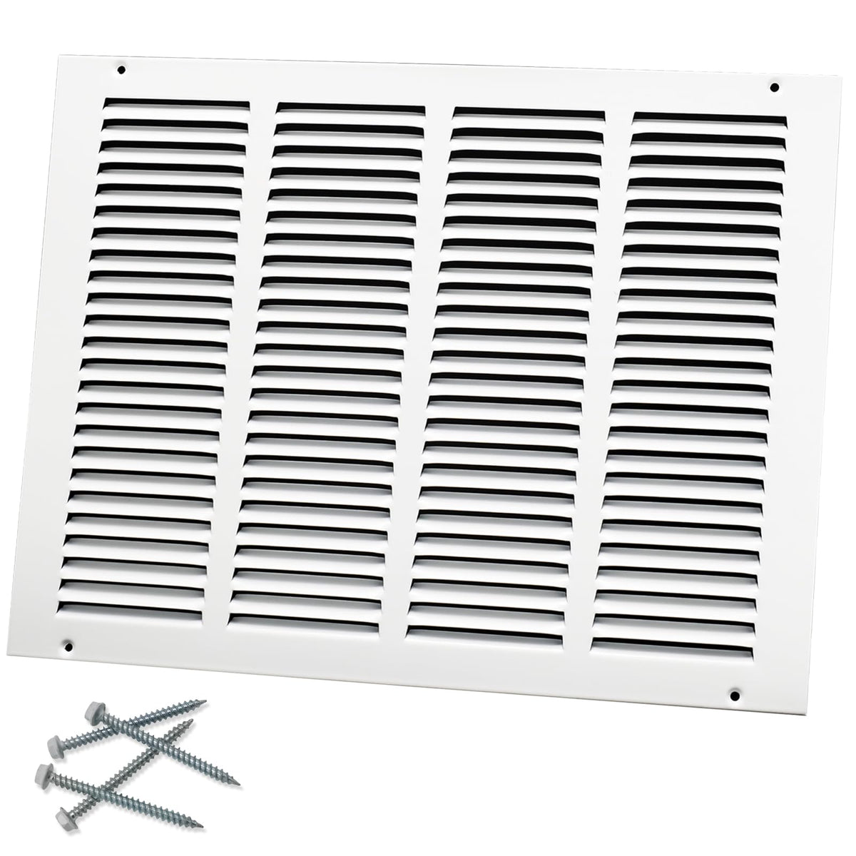 Howeall 16x12 steel return air grille close-up showing durable louvers for quiet airflow.