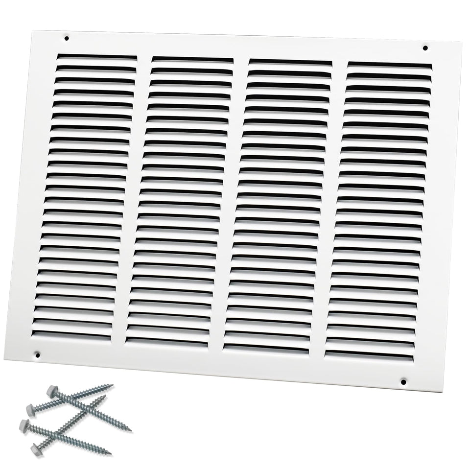 Howeall 16x12 steel return air grille close-up showing durable louvers for quiet airflow.