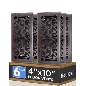 Howeall 4x10 floor register in heavy-duty steel for durable, walkable vents.