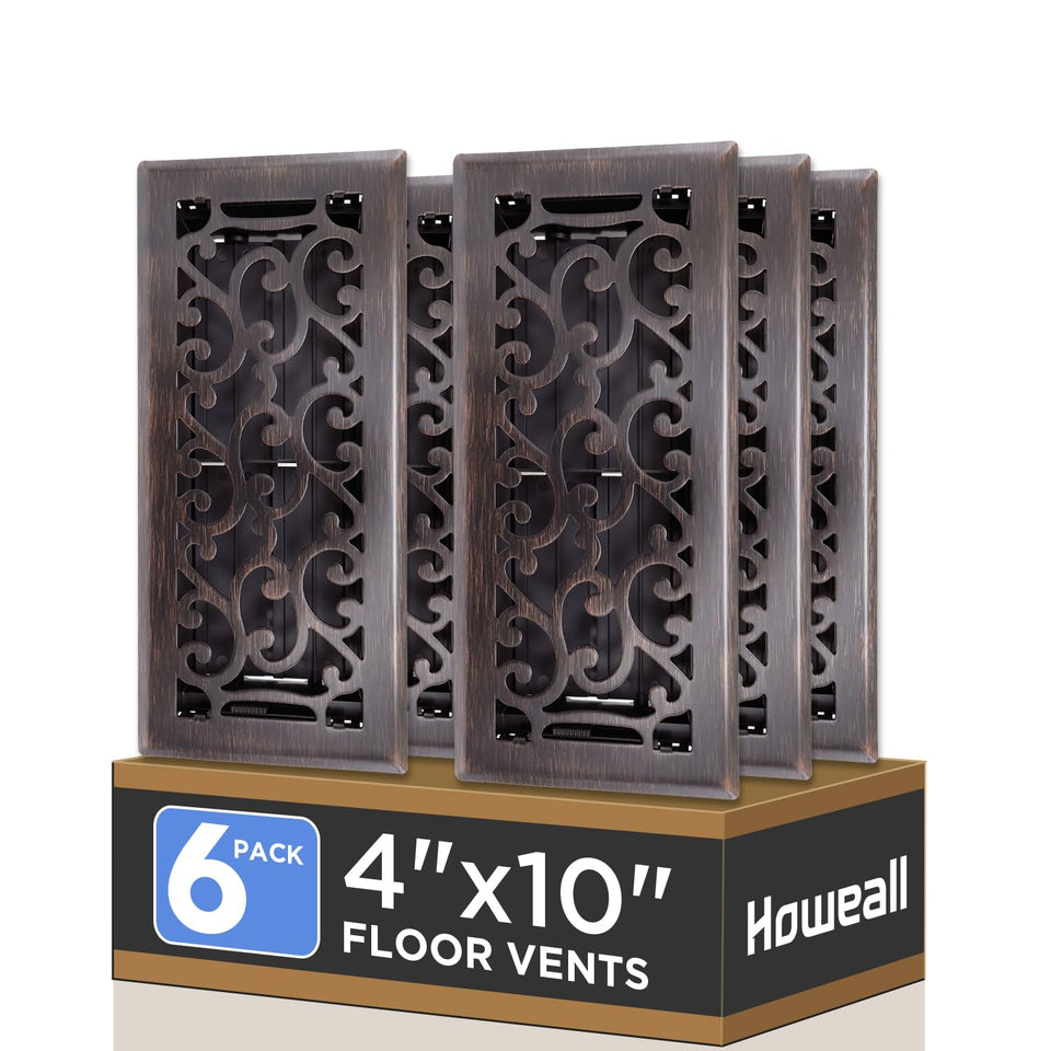 Howeall 4x10 floor register in heavy-duty steel for durable, walkable vents.