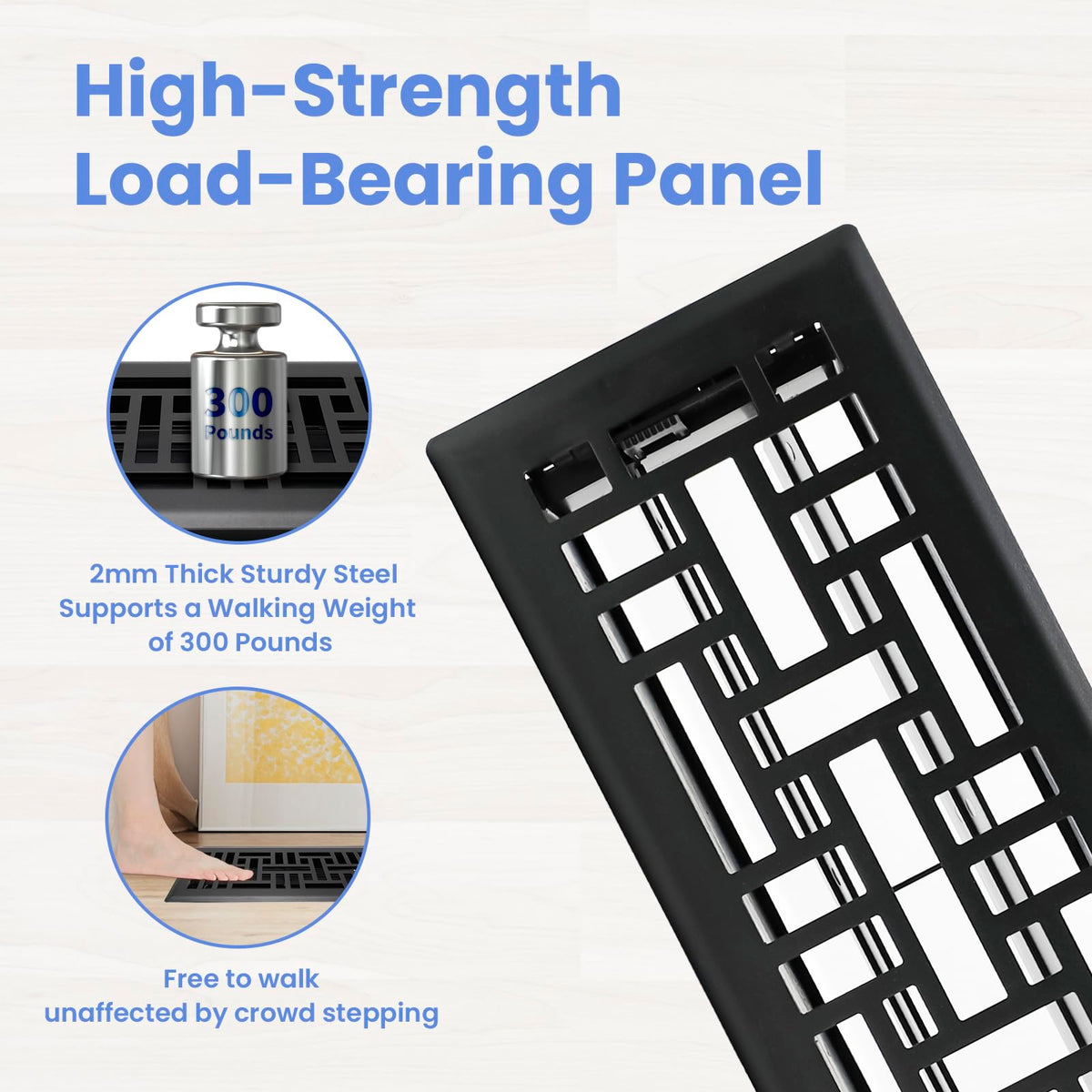 Howeall adjustable damper floor register enables precise airflow control.