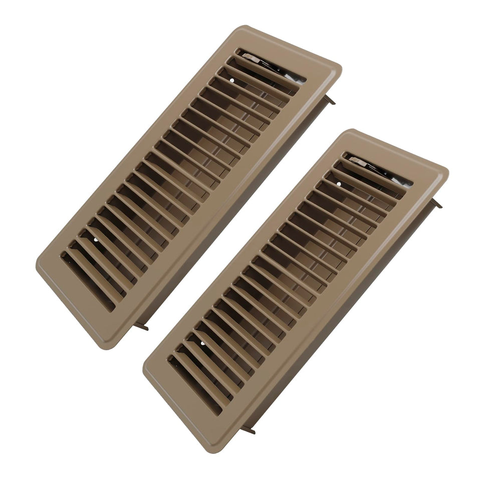 Howeall brown floor register 4x10 with adjustable airflow for living spaces.