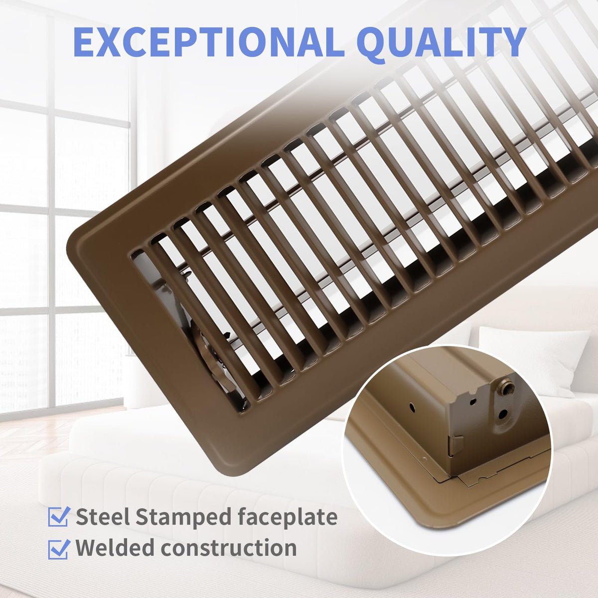 Howeall brown floor register damper lever adjustable airflow for room comfort