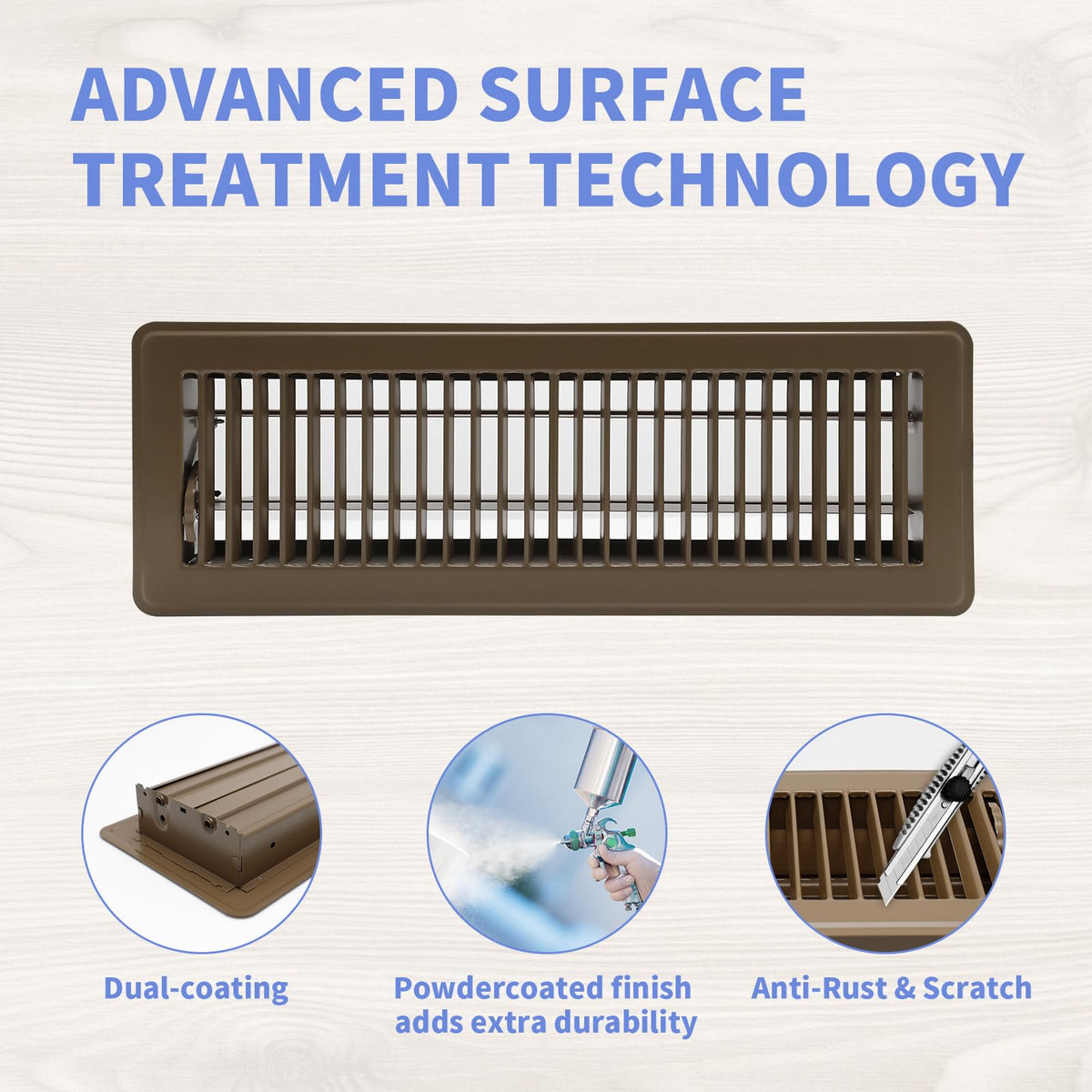 Howeall brown floor register durable steel long-lasting HVAC component