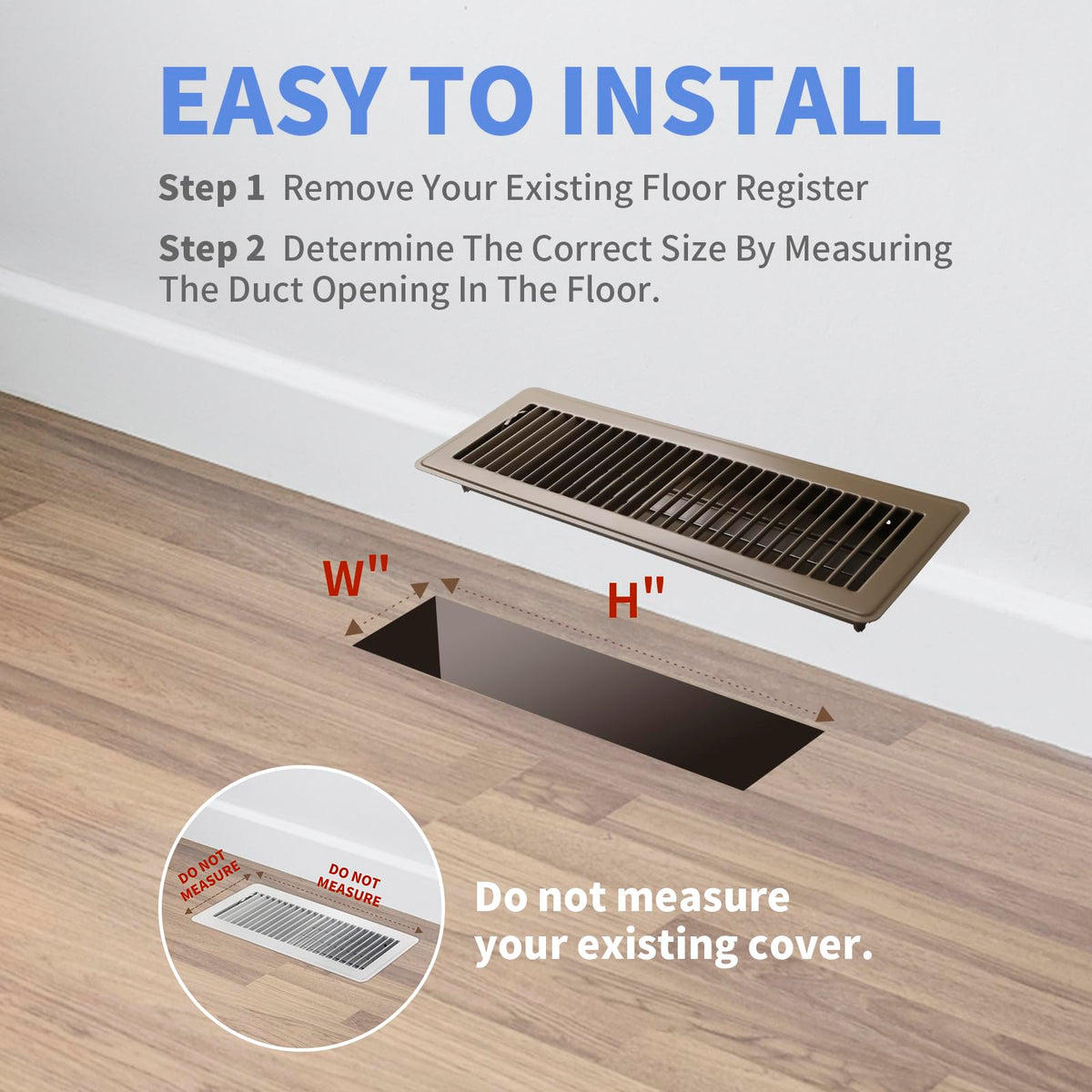 Howeall brown floor register easy installation tool-free setup for quick use