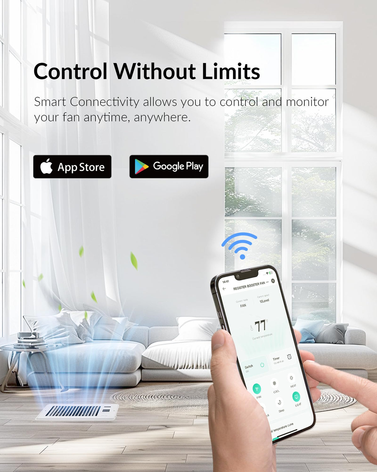 Howeall dual-control option combining manual button and app for convenience.