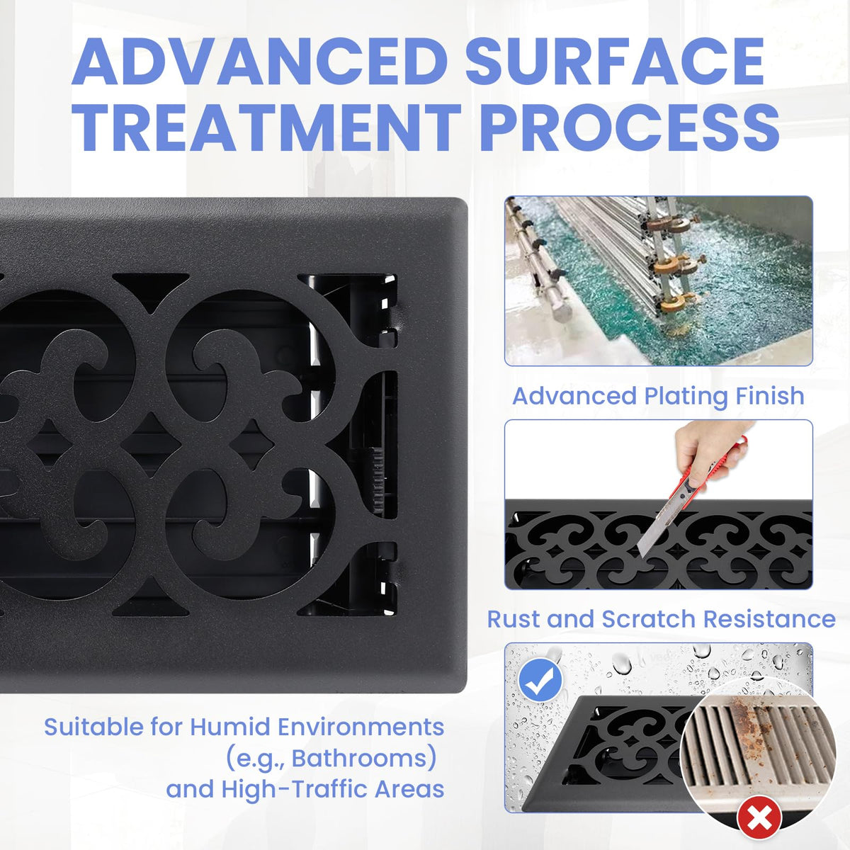 Howeall edge-folded design creates a flush, safer floor presentation.