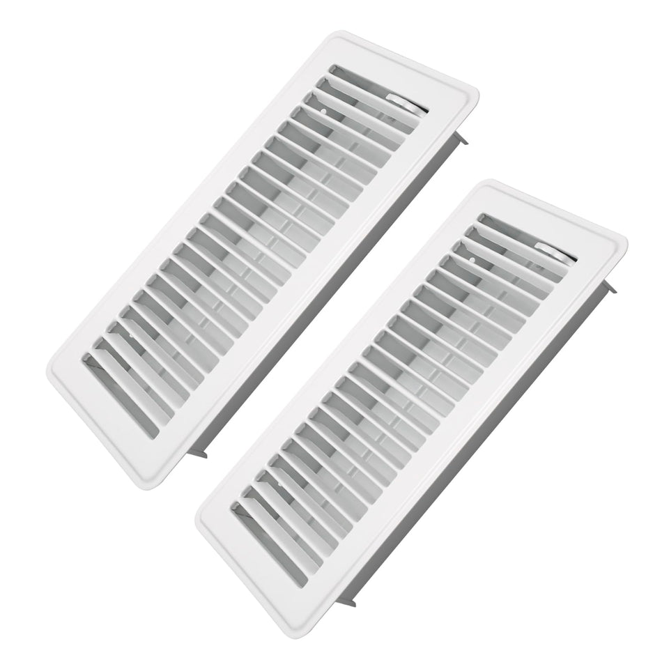 Howeall 4x10 white floor register showing heavy-duty steel frame for durable HVAC use