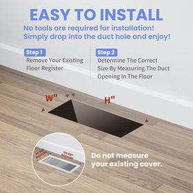Howeall floor register installation requires no tools or screws for quick setup.