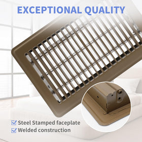 Howeall floor vent with opposed damper for easy airflow control.