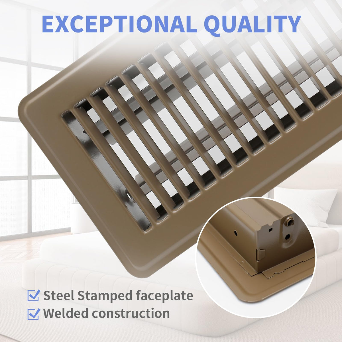 Howeall heavy-duty steel vent in brown for durable home ventilation.