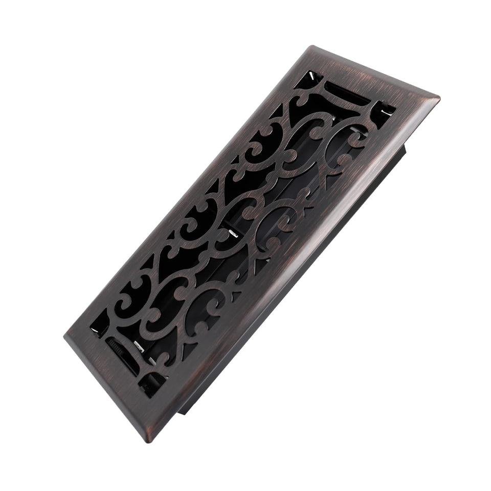 Howeall Savannah oil rubbed bronze floor register with decorative pattern enhances décor
