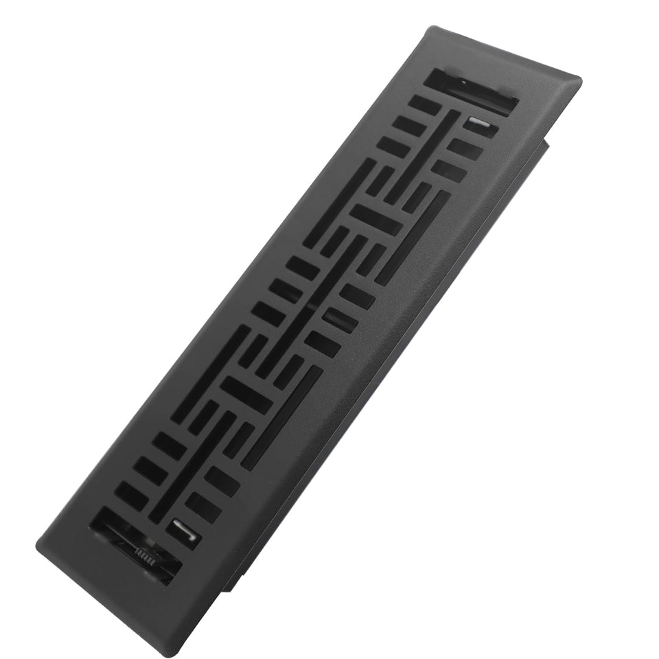 Howeall Seattle design floor register in matte black, front view.
