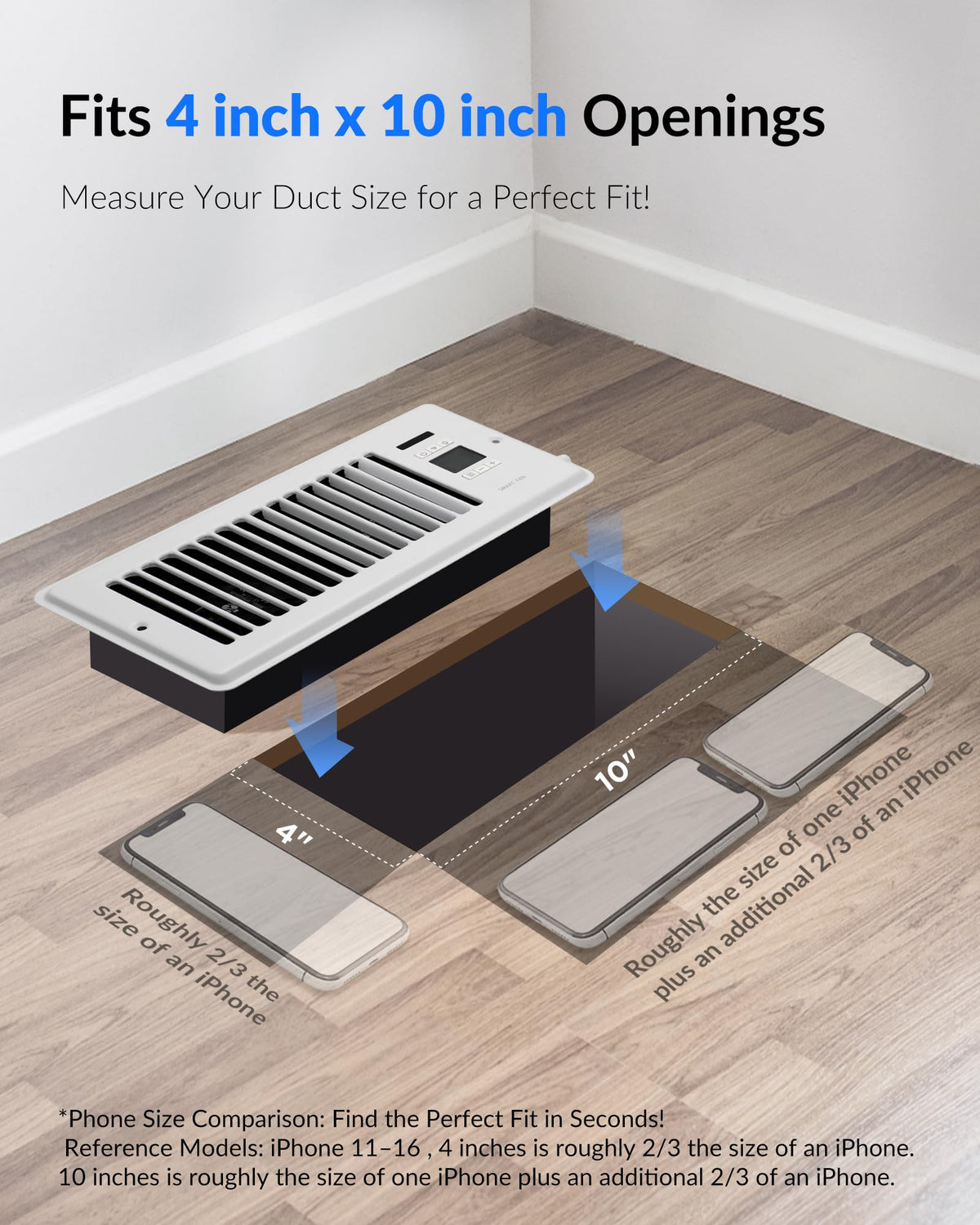 Howeall smart register vent with wifi control for remote cooling and heating adjustments.