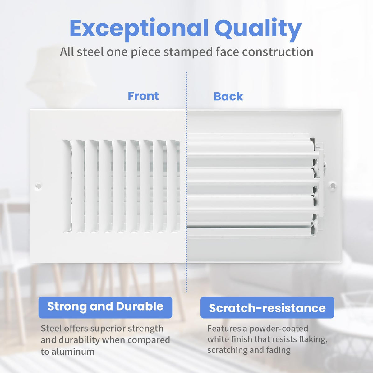 Howeall vent cover with damper blades showing adjustable airflow for precise control