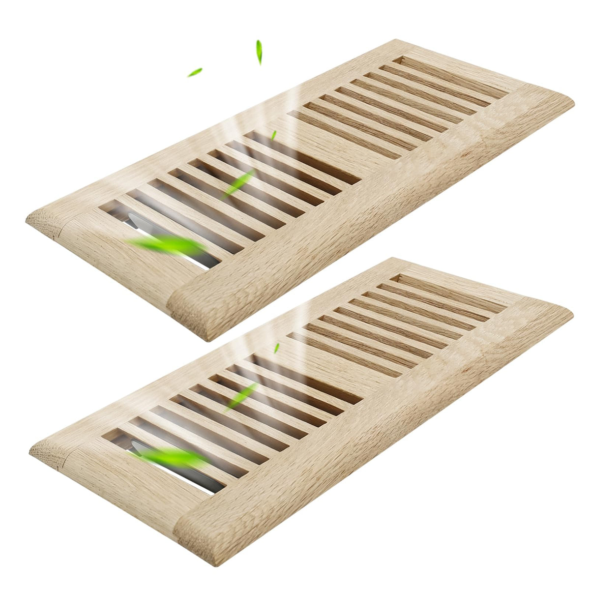 Howeall white oak floor register 4x10 front view highlights natural grain and seamless floor integration.