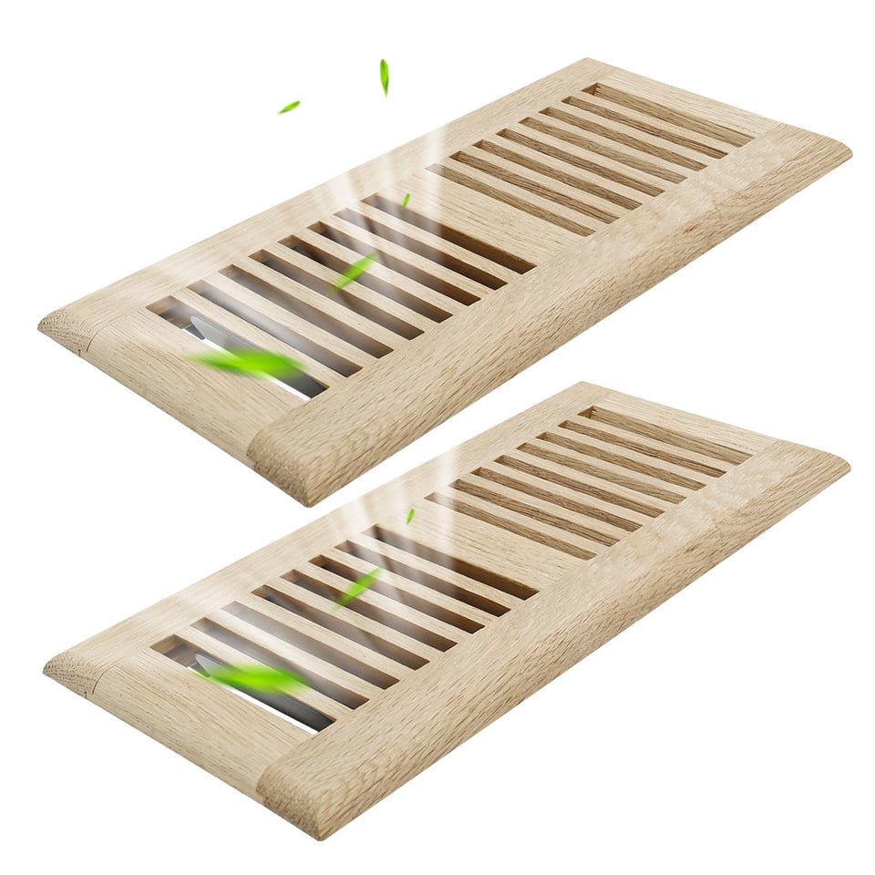 Howeall white oak floor register 4x10 front view highlights natural grain and seamless floor integration.