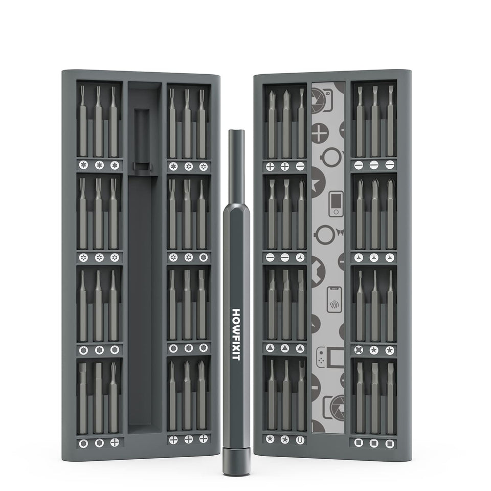 HowFixit PRO 48-bit screwdriver set in a secure aluminum case supports organized electronics repairs.
