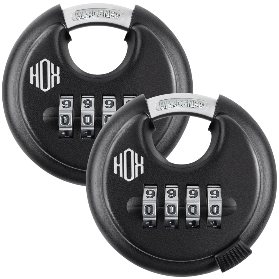 HOX 4-digit disc padlock with 70mm body and 3/8 inch shackle for secure storage
