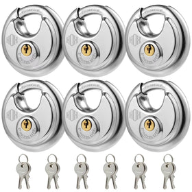 HOX keyed disc padlock in stainless steel body for outdoor security.