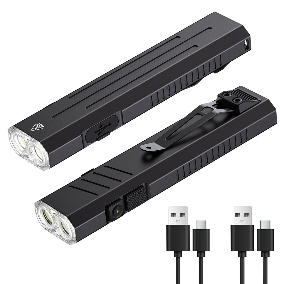 Hoxida 2pack rechargeable EDC flashlight pocket size ready for everyday carry.