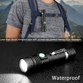 Hoxida flashlight in strobe mode for signaling in emergencies.
