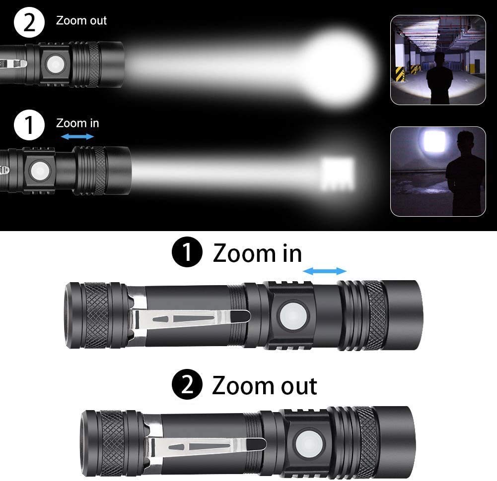 Hoxida two-pack includes flashlights and USB cables for convenience.