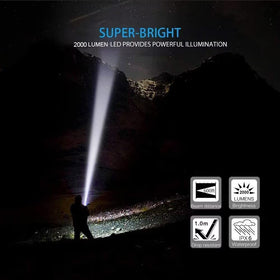 Hoxida flashlight with zoomable beam for wide to narrow illumination.