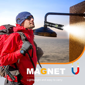 Hoxida magnetic-base flashlight fixed to metal surface for hands-free lighting during tasks.