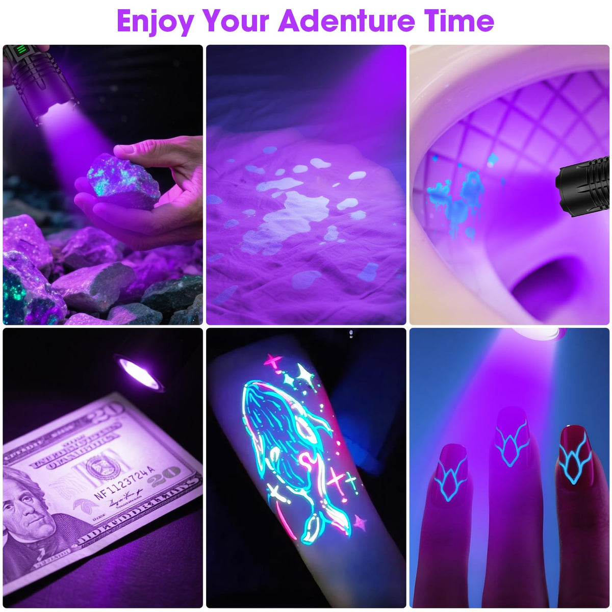 Hoxida UV flashlight ideal for camping and outdoor use.
