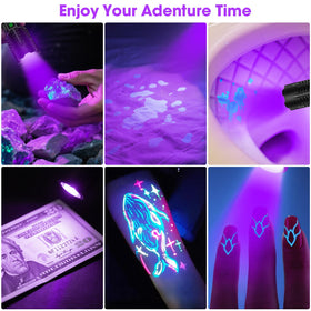 Hoxida UV flashlight ideal for camping and outdoor use.