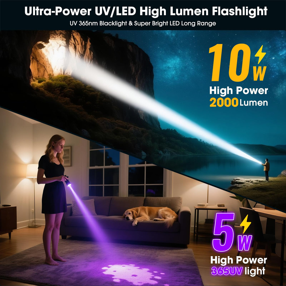 Hoxida UV flashlight showcases long-range LED beam for outdoor tasks.