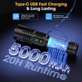 Hoxida UV flashlight with Type-C charging port for fast charging.