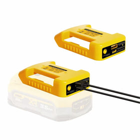 HOYOA Dewalt 20V battery adapter powering tools on the job site.