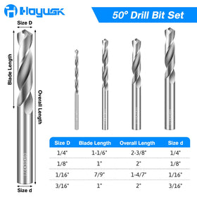 HOYUSK drill bit set 1-16 inch reaching tight spaces for clean holes
