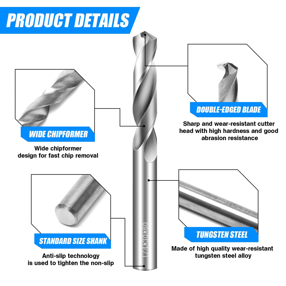 HOYUSK drill bit set 3-16 inch enabling smooth cuts in copper alloys