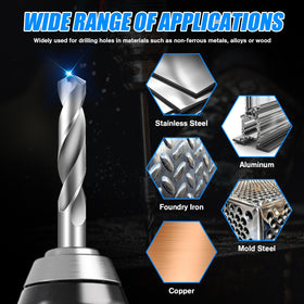 HOYUSK drill bit set with sturdy round shank design maintains drilling stability