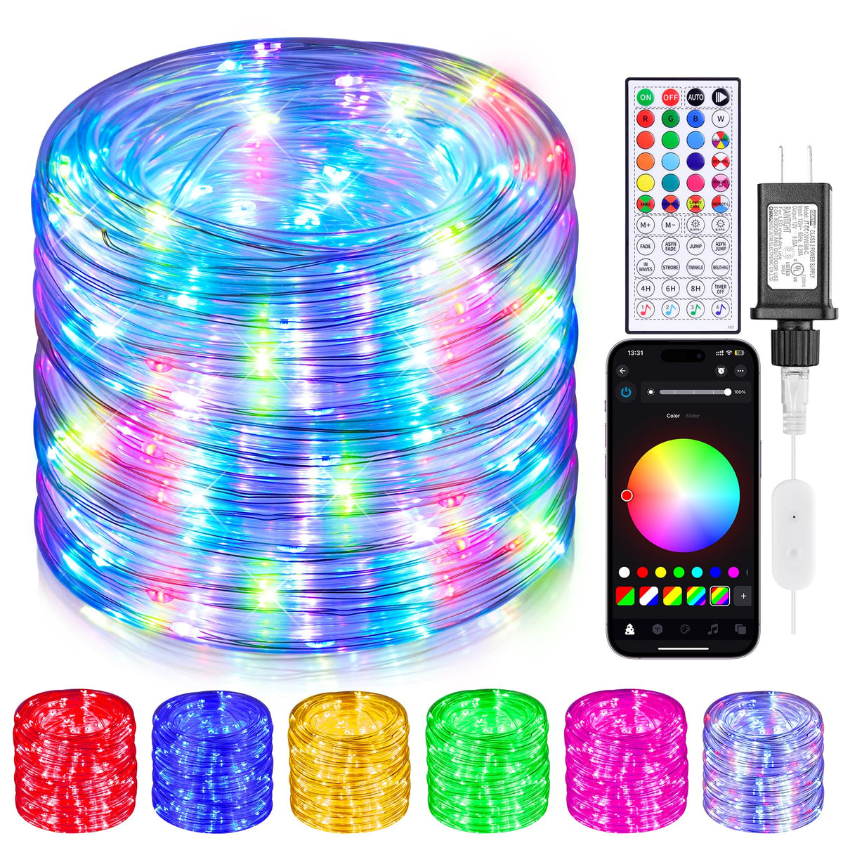 Hozplex rope lights outdoor 99ft for year-round exterior decor.