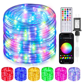 Hozplex rope lights outdoor 99ft for year-round exterior decor.