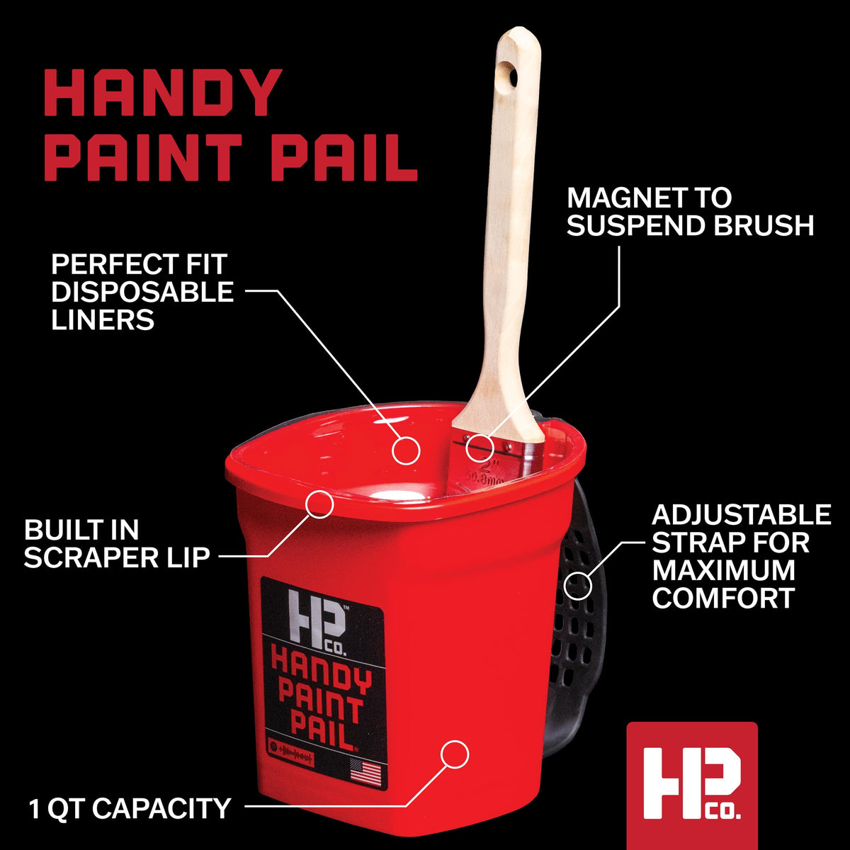 HP CO Handy Paint Pail Kit snap-on lid supports paint protection between coats