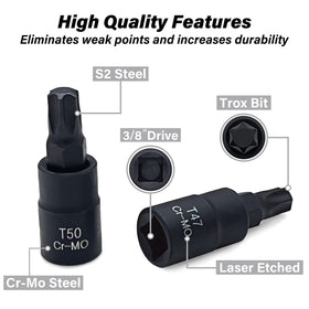 HPBBKD chrome-moly sockets rust-resistant for long-lasting turning power.