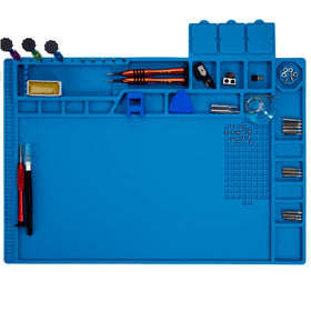 HPFIX premium heat-resistant blue mat with 44x30cm surface protects workbench during soldering.