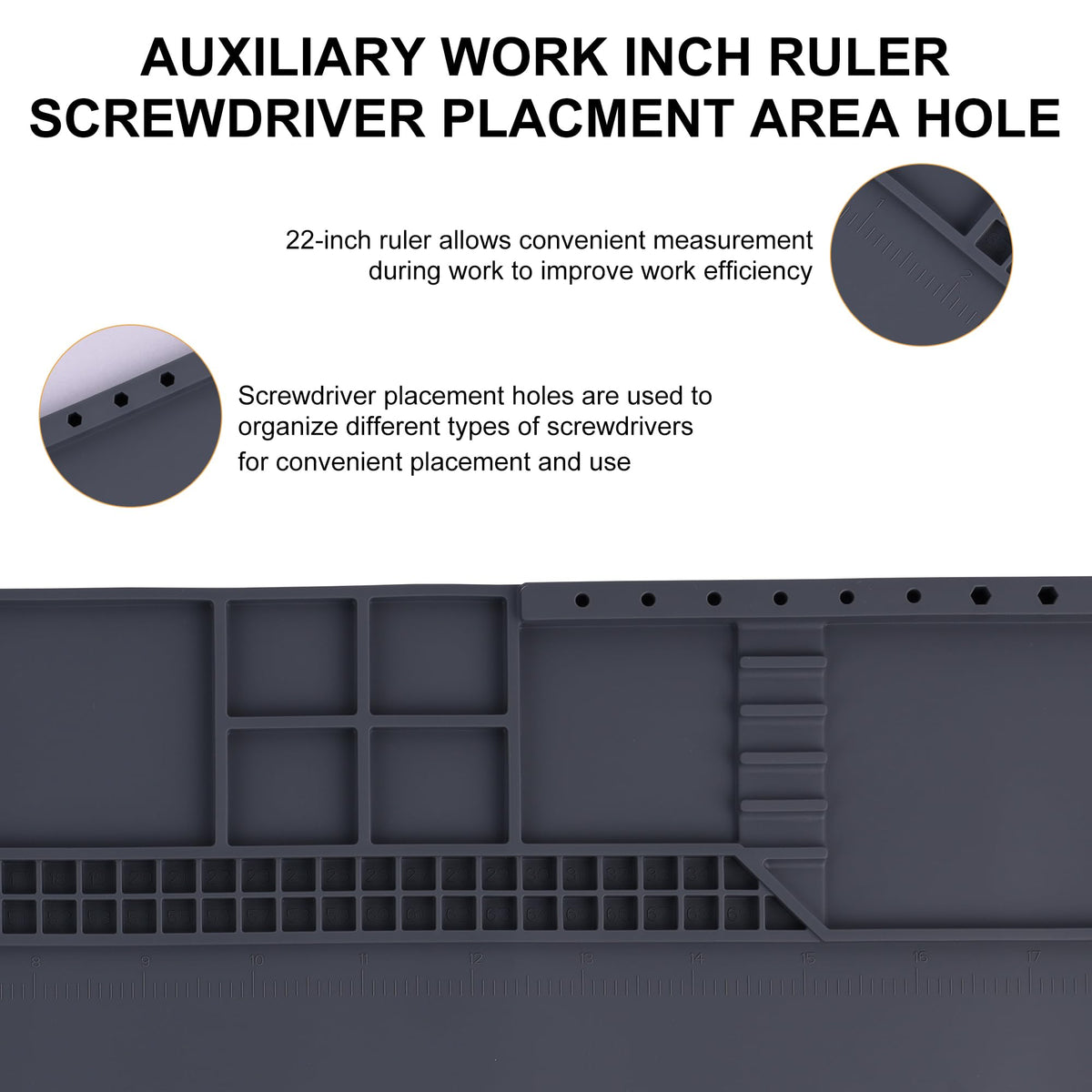 Magnetic zones on HPFIX mat secure tools and small parts