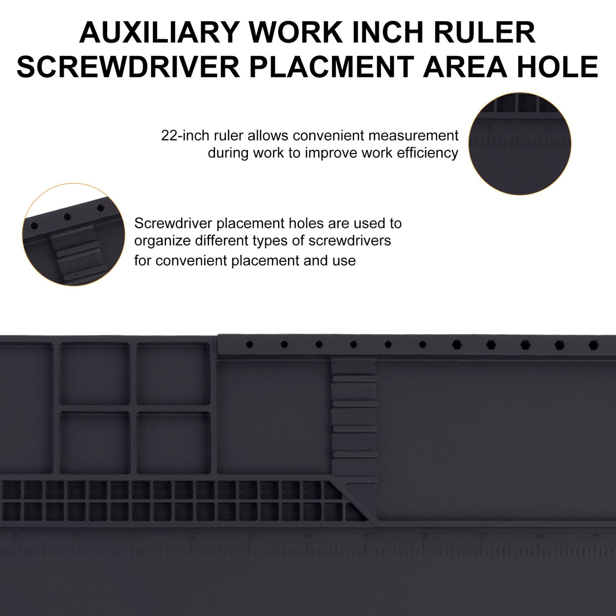 HPFIX mat featuring magnetic zones for tools and screws